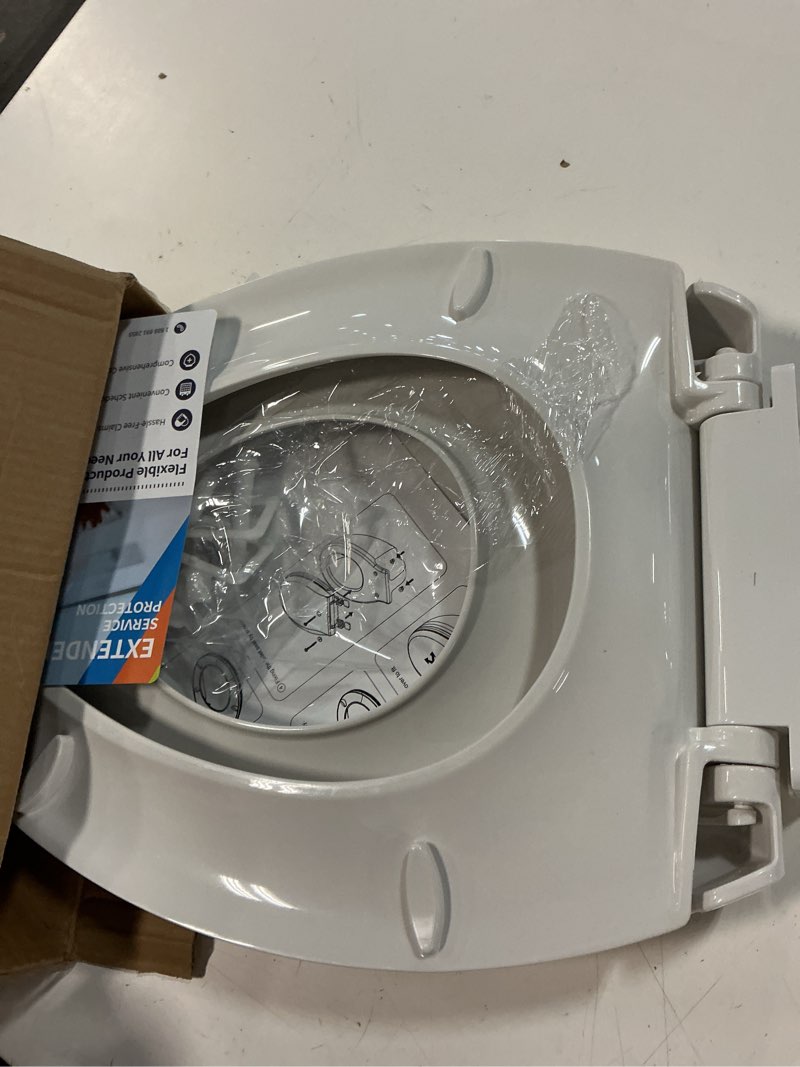 Condition photo showing Good Condition for elongated toilet seat with built in potty training seat, potty training toilet seat for toddlers, magnetic kids seat and cover, slow close and never loosen, fits both adult and child, white, 19" white 19" elongated with toddler seat