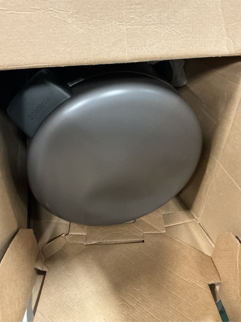 Condition photo showing As Is for Brabantia New Icon Step Trash Can (5.3 Gal/Platinum) Soft Closing Kitchen Garbage/Recycling Can with Removable Bucket Platinum 5.3 Gal