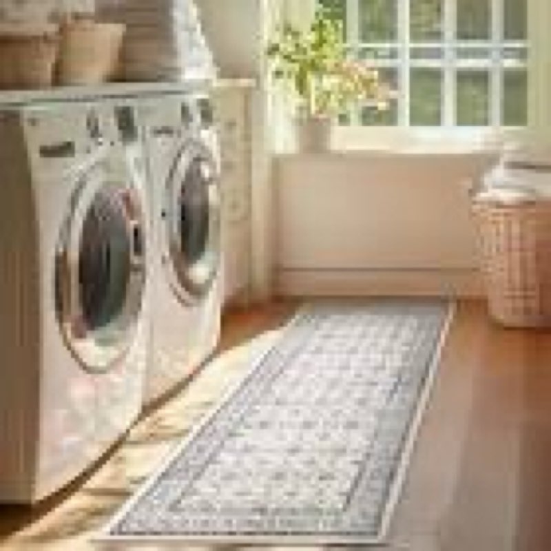 jinchan torino runner rugs 2x6, vintage-inspired floral design machine washable non-slip ultra-thin 