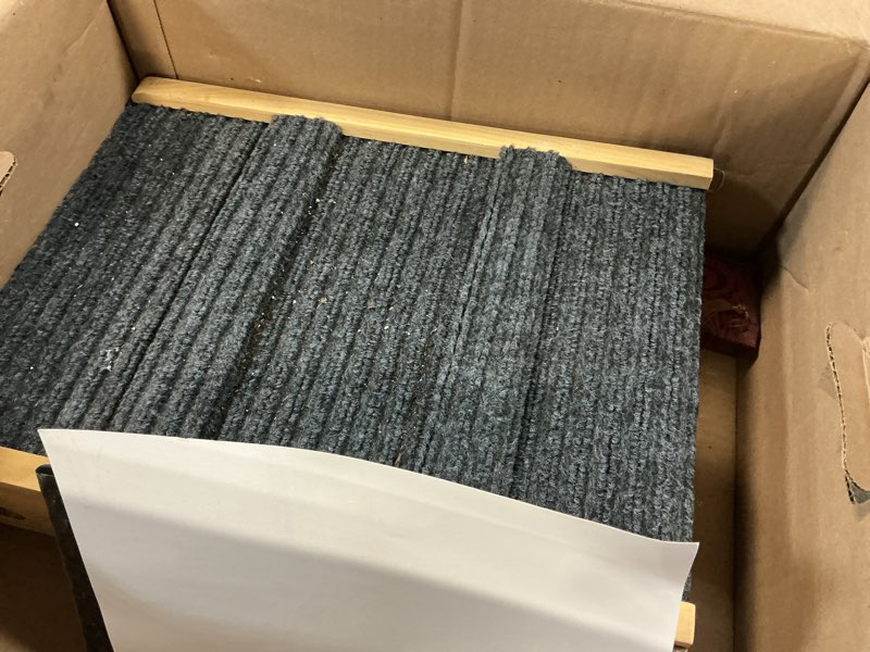 Condition photo showing As Is for 2026 Upgraded Dog Ramp for Couch, Foldable Small Dog Ramp for Sofa, 4 Adjustable Height from 13'' to 21", Portable Stable Pet Steps with Non-Slip Pad, Pet Ramps Use for Sofa Couch Stairs A-wood Color 80×30cm-for couch