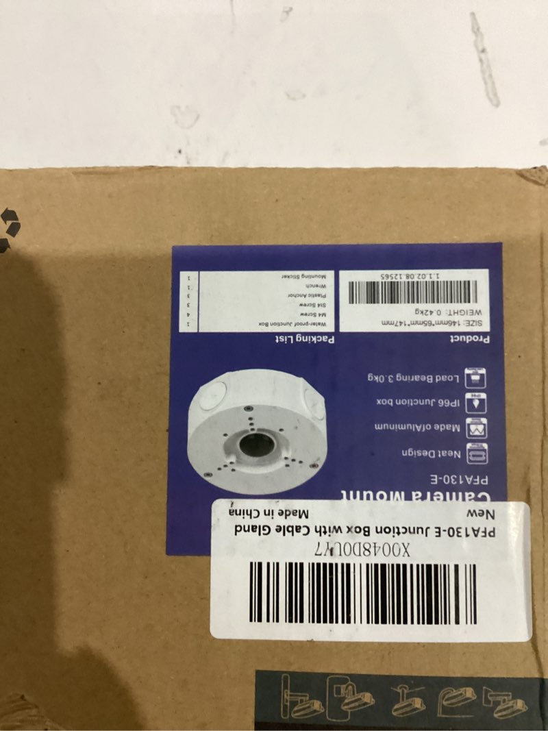Condition photo showing As Is for Saindo PFA130-E Waterproof Junction Box for Indoor/Outdoor Dome and Bullet Camera (White (with Cable