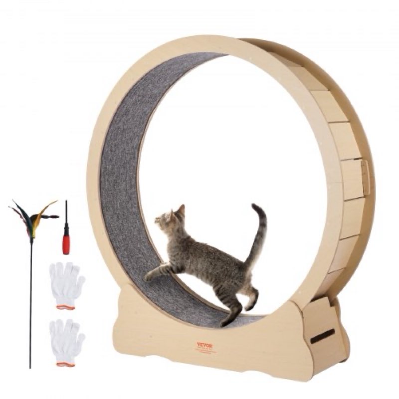vevor cat exercise wheel, 52\" large cat treadmill wheel for indoor cats, running wheel with detachab