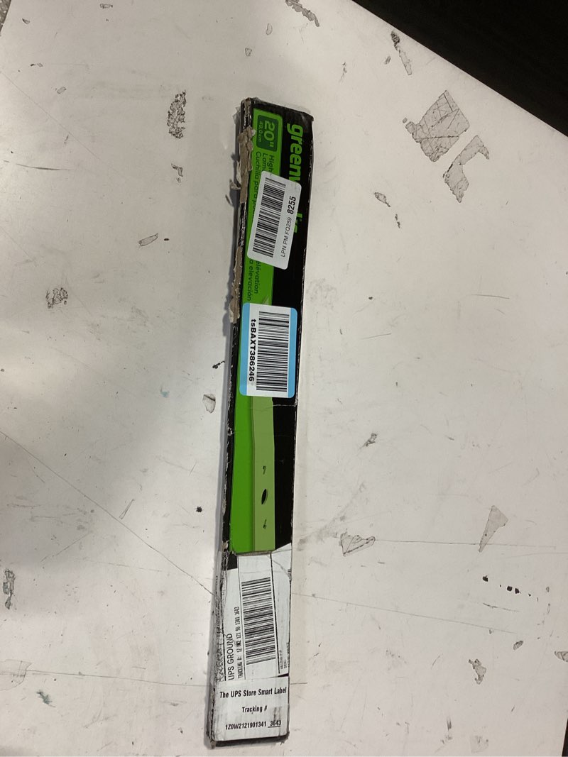 Condition photo showing As Is for greenworks replacement lawn mower blade (fits : 20' mower / mo48l4210 / mo48l4212 / mo48l4210-d) 20" (check your model) iii