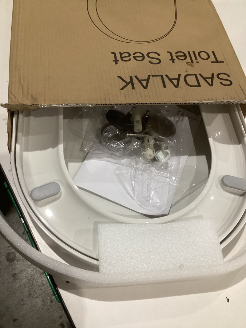 Condition photo showing Good Condition for sadalak soft close quick release toilet seat elongated- heavy duty adjustable stainless hinges, d/u shape toilet seats cover for easy cleaning & simple top fixing - white toilet lid