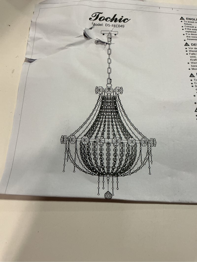Condition photo showing New/Like New for Similar Wellmet Brushed Brass Crystal Chandelier Lights 20 inch, 8-Light Gold French Empire Country Foyer Chandelier Lighting, Hanging Ceiling Fixture for Dining Living Room Bedroom Bathroom Entryway