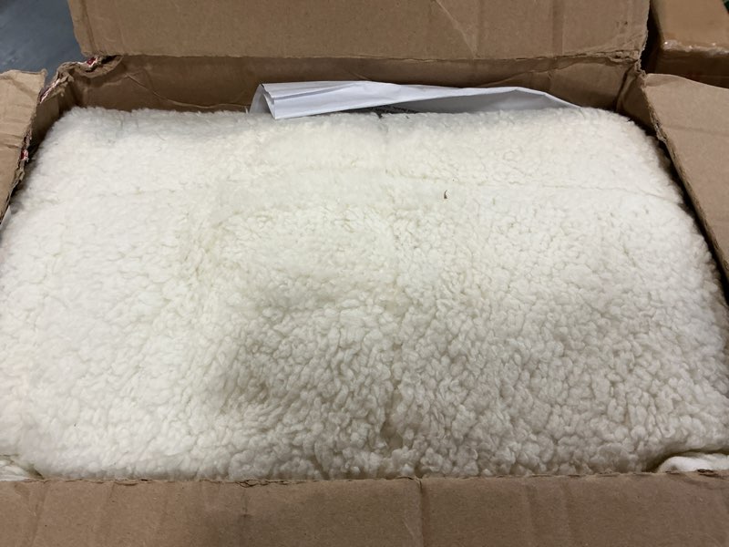 Condition photo showing As Is for cottonblue jacquard weighted blanket for adults queen size 17 lbs 60x80 in | soft cozy sherpa fleece weighted blankets throw for sleep calm relax, fuzzy warm bed sofa comfort heavy blanket cream white jacquard cream white 60 x 80 17 lb