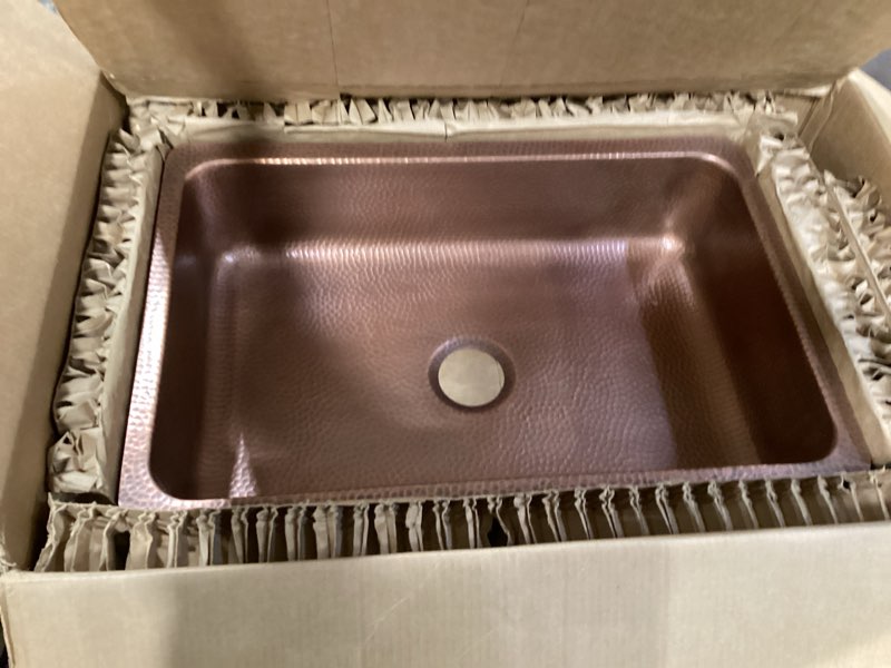 Condition photo showing Good Condition for thompson traders 1sac tamayo 15-3/8" undermount hammered copper bar sink - copper