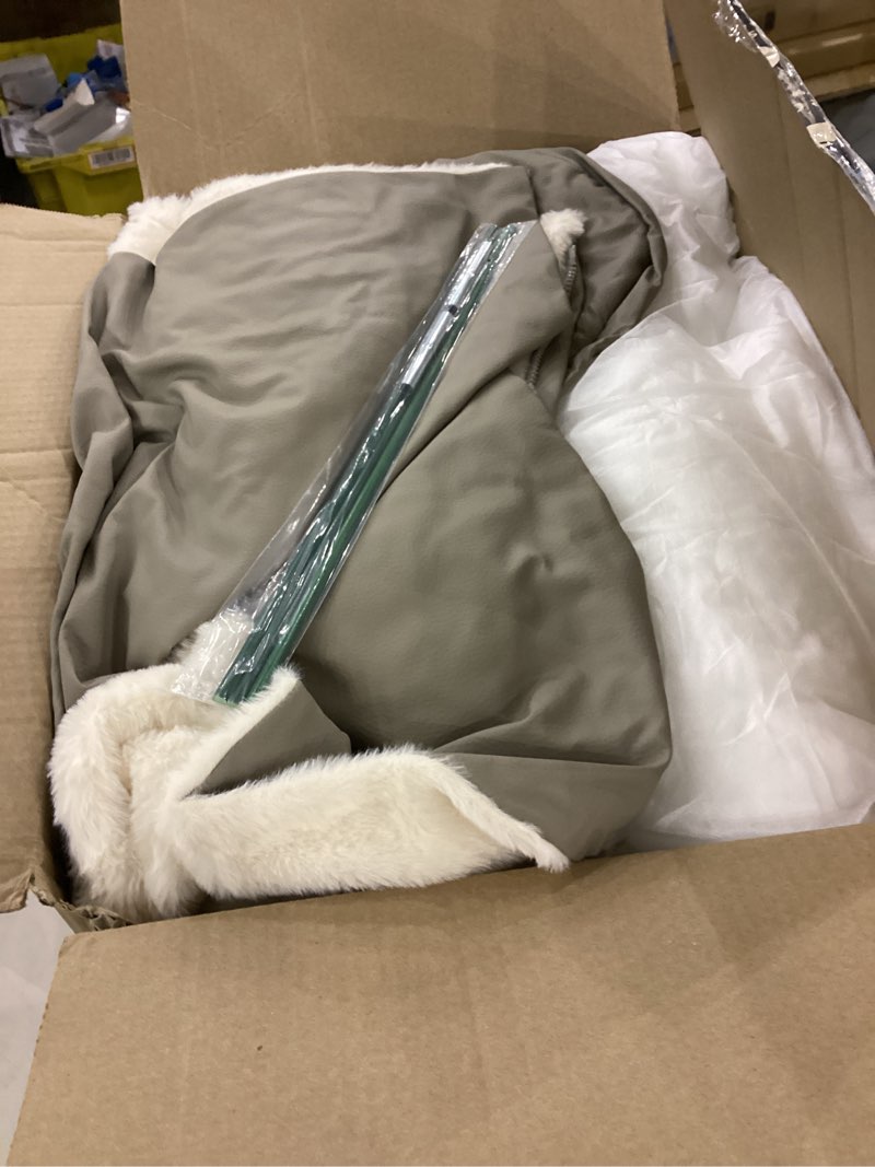 Condition photo showing Good Condition for Calming Dog & Cat Bed 25" Multifunctional Dog Beds for Medium Small Dogs Leather & Fluffy Faux Fur Plush Cushion Comfort Bed One-Key Detachable,Machine Washable (Brown, Medium) Medium Brown