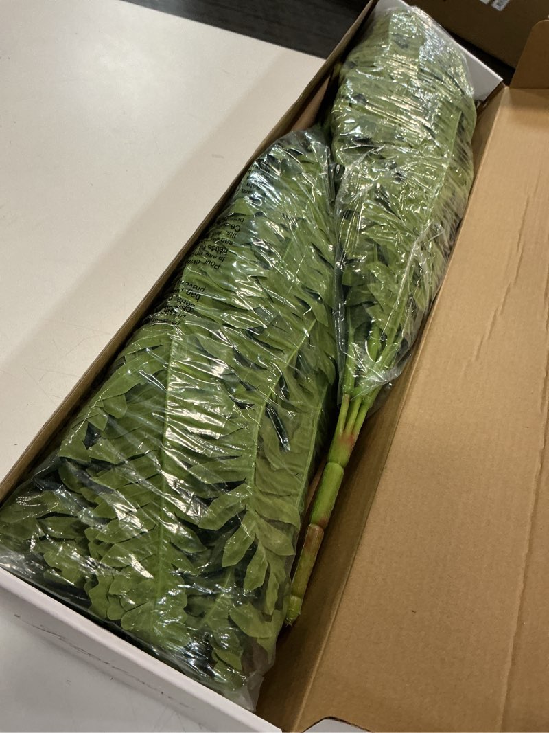 Condition photo showing Good Condition for forest prince 35" ferns artificial bush plants large, 2 artificial boston ferns with 39 fronds for outdoors home decor