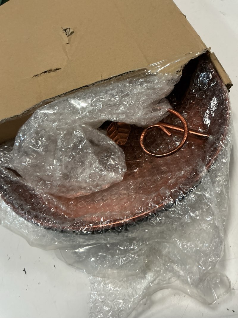 Condition photo showing Good Condition for ieuan 35.4" tall metal bird bath for outdoors with 2.2" deep and 12'' dia bowl, removable, easy - clean, vintage freestanding birdbaths & birdfeeder for garden yard lawn decor, glod