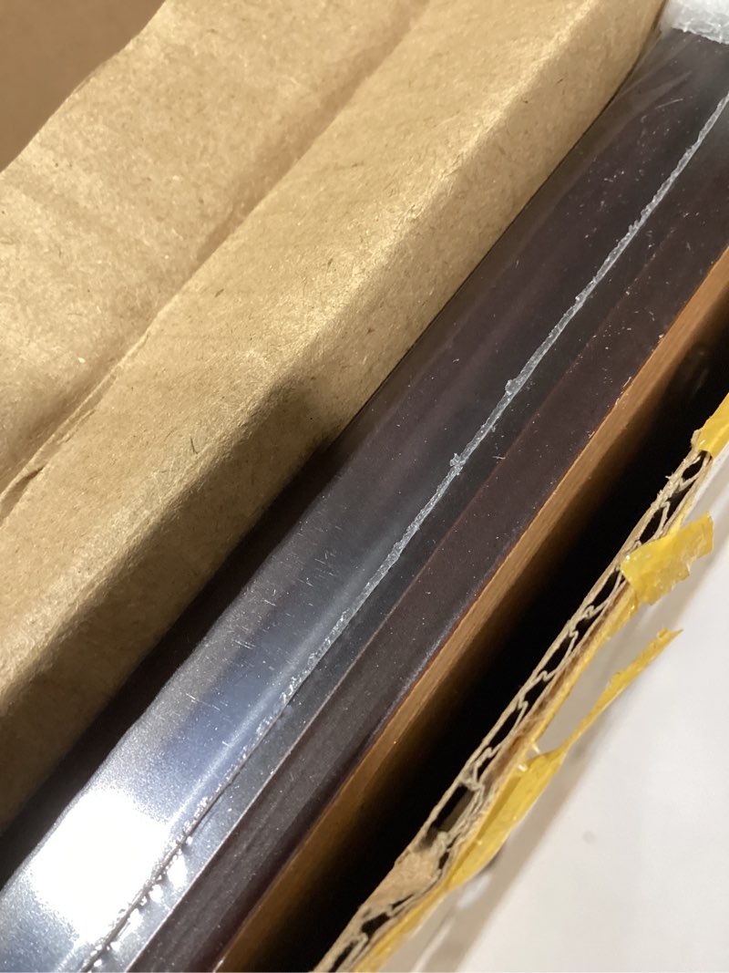 Condition photo showing New/Like New for 11x14 diploma frame with navy over gold mat, 14x17 certificate, real wood with gold trim, brown with arcylic 11x14 with navy over gold mat brown
