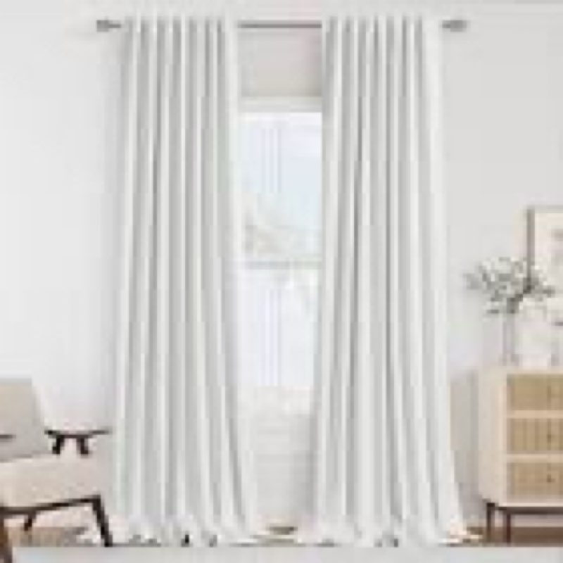 guken white 100% blackout linen curtains 84 inch length 2 panels set for living room bedroom back tab thermal insulated 100% black out drapes room darkening farmhouse style for bedroom curtains 52x84 white 52\"w x 84\"l (pack of 2)