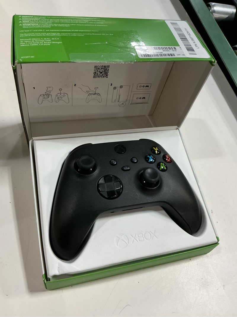 Condition photo showing As Is for xbox wireless gaming controller (2025) – carbon black – play on xbox, windows, android, ios, firetv sticks, smart tvs, vr headsets
