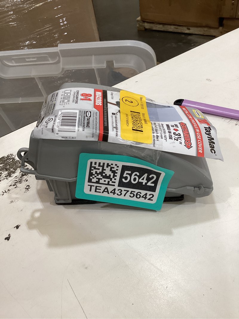 Condition photo showing As Is for hubbell taymac 1-gang rectangle gray metal weatherproof electrical box cover