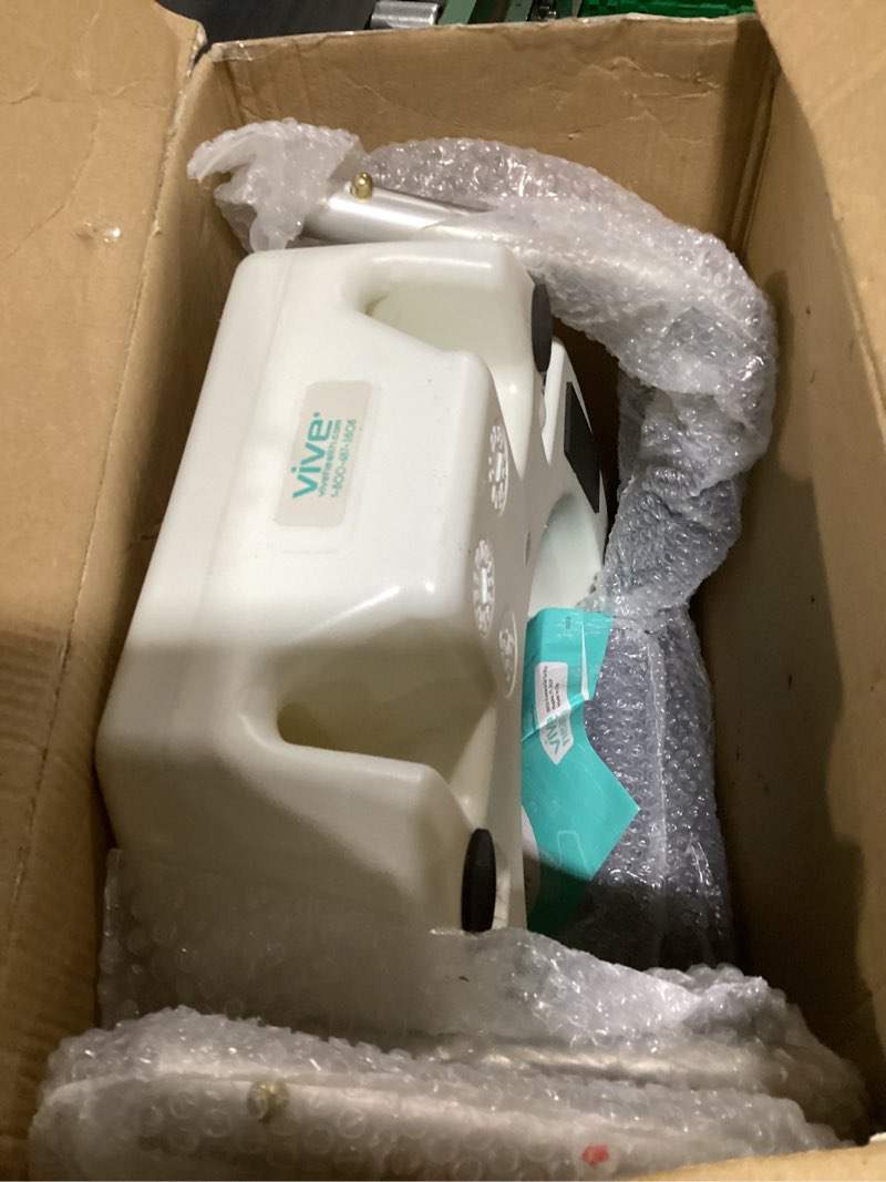 Condition photo showing As Is for Vive Raised Toilet Seat Riser for Seniors (with Handles) - Handicap Rail Grab Bar Seat for Over Toilet - Elevated Safety for Elderly, Disabled, Medical - Standard