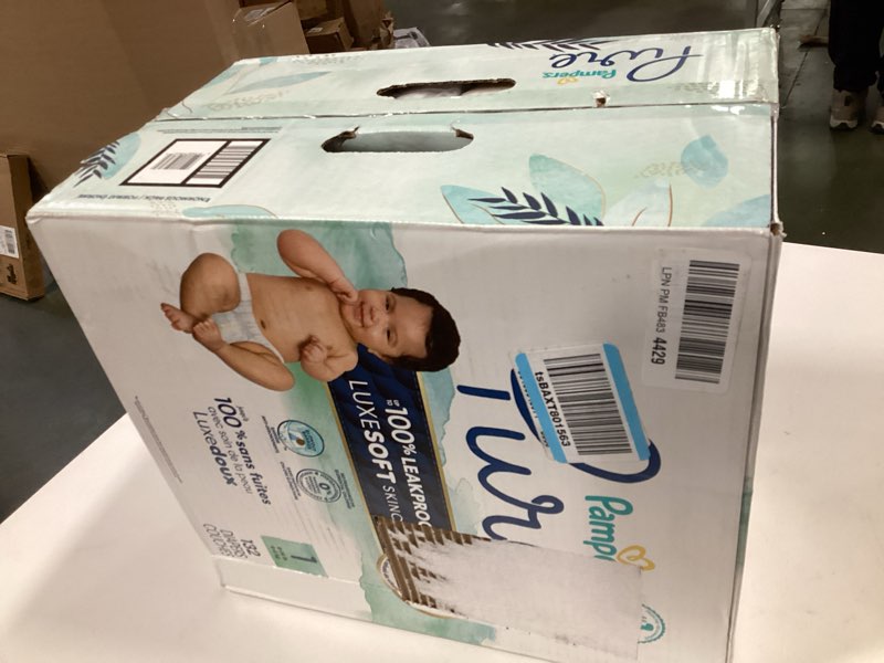 Condition photo showing New/Like New for Pampers Pure Protection Baby Diapers, Size 1 (8-14 lbs), 132 Count, Up to 100% Leakproof, Premium Plant-based Skin Protection, Hypoallergenic Soft Diapers Size 1 132