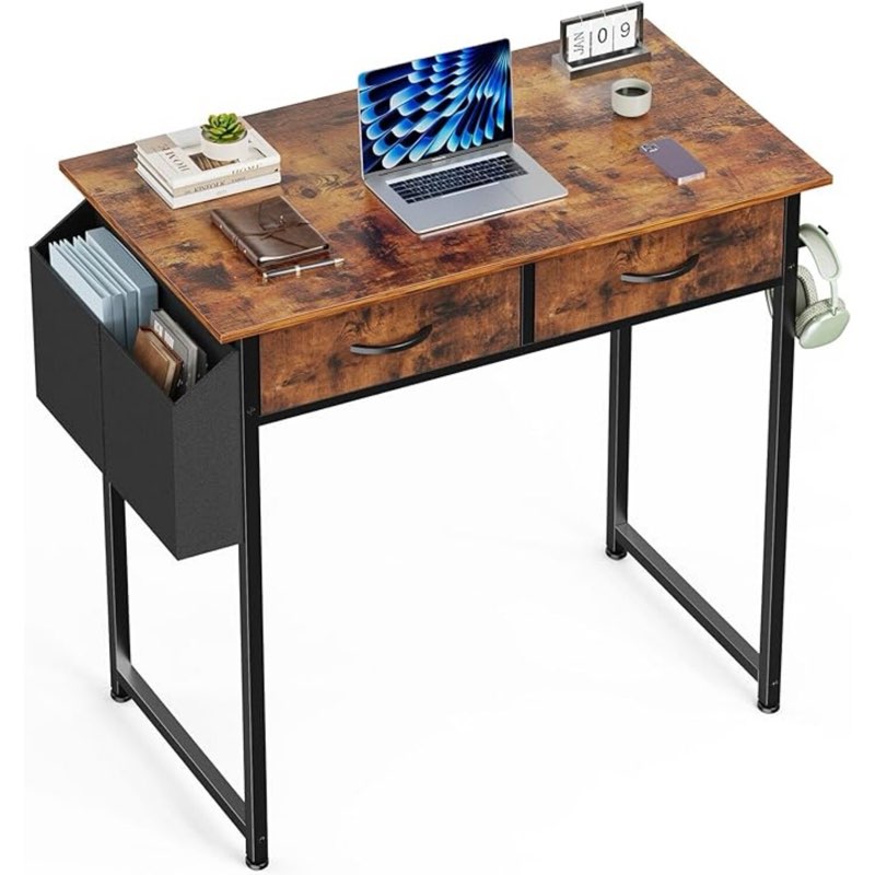 32inch office small computer desk,home small study table with 2 fabric drawer