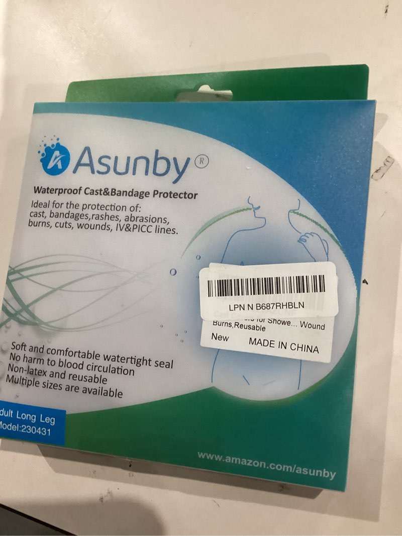 Condition photo showing New/Like New for asunby cast covers for shower leg adult waterproof full leg protector shower bandage wound showering for broken leg knee foot ankle wound burns care supplies, after surgery gifts,reusable long full size-30.7"