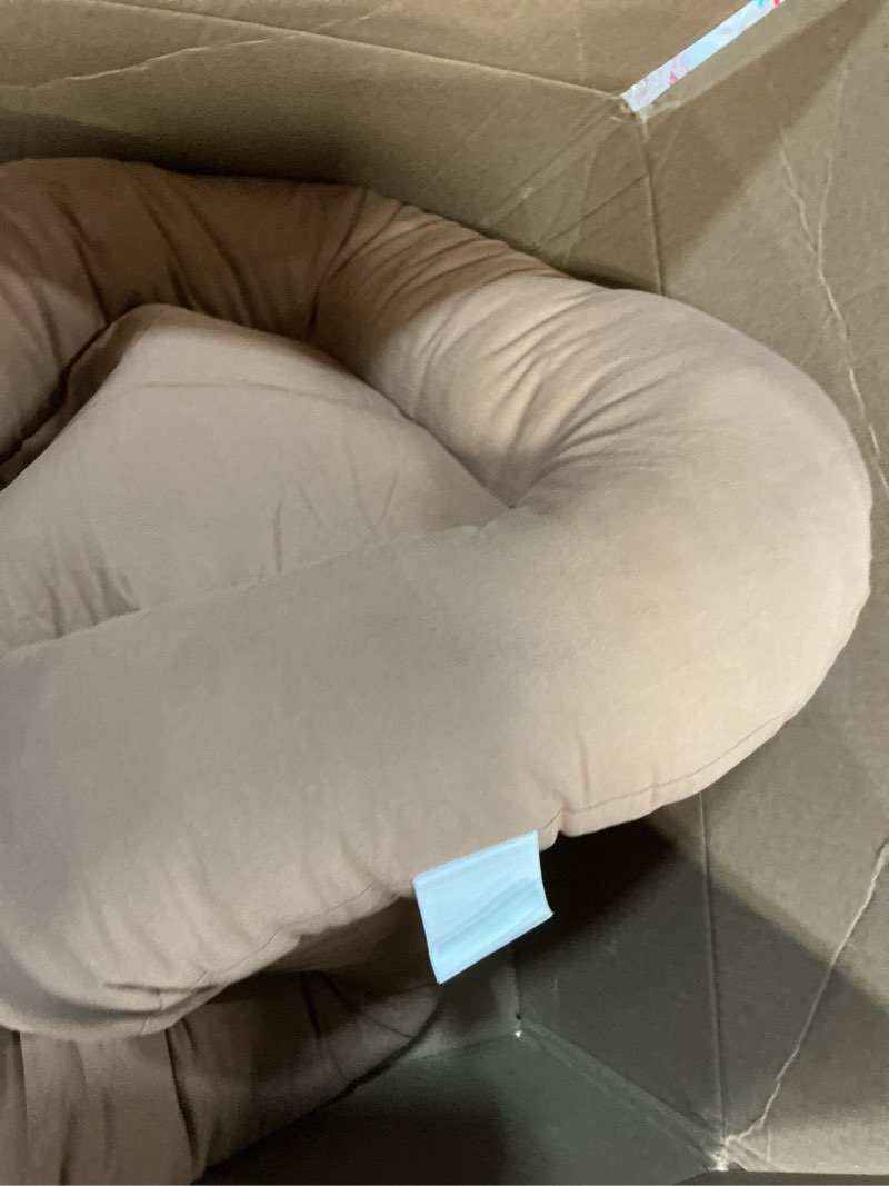 Condition photo showing As Is for Baby Lounger - Baby Lounger for Newborn, 0-24 Months, Infant Lounger for Home and Travel, Soft Cotton, Baby Nest Lounger, Newborn Babies Essentials Gifts, Brown (Lounger Cover Included)