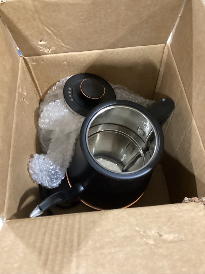 Condition photo showing Good Condition for stariver gooseneck electric kettle, 0.8l electric tea kettle tea pot, pour over coffee kettle with stainless steel inner lid & bottom, water boiler with auto shut off and boil dry protection, black black-gold 0.8 quarts