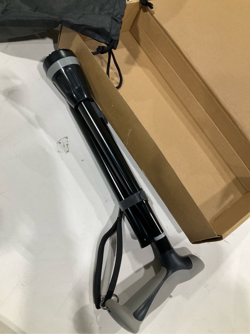 Condition photo showing New/Like New for Walking Cane, Folding, Adjustable, Lightweight, Walking Canes for Men & Women, Soft Ergonomic Handle, Heavy Duty All Terrain Tip, Walking Sticks for Seniors & Adults with Travel Bag Black