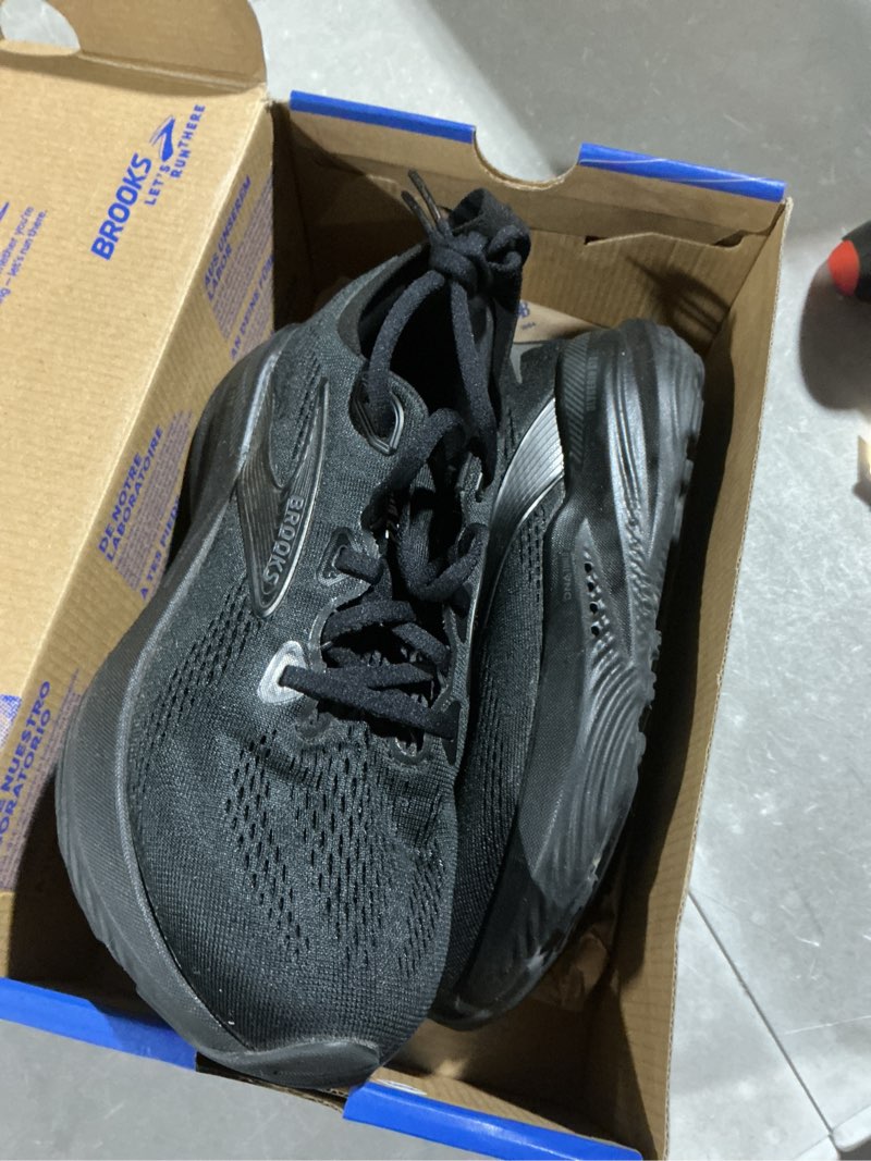 Condition photo showing As Is for brooks women’s glycerin gts 22 supportive running shoe 6 wide black/black/ebony