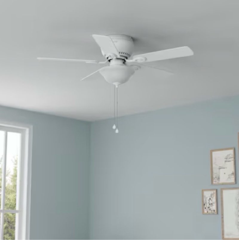 harbor breeze mayfield 44-in white with white/golden blades flush mount ceiling fan
