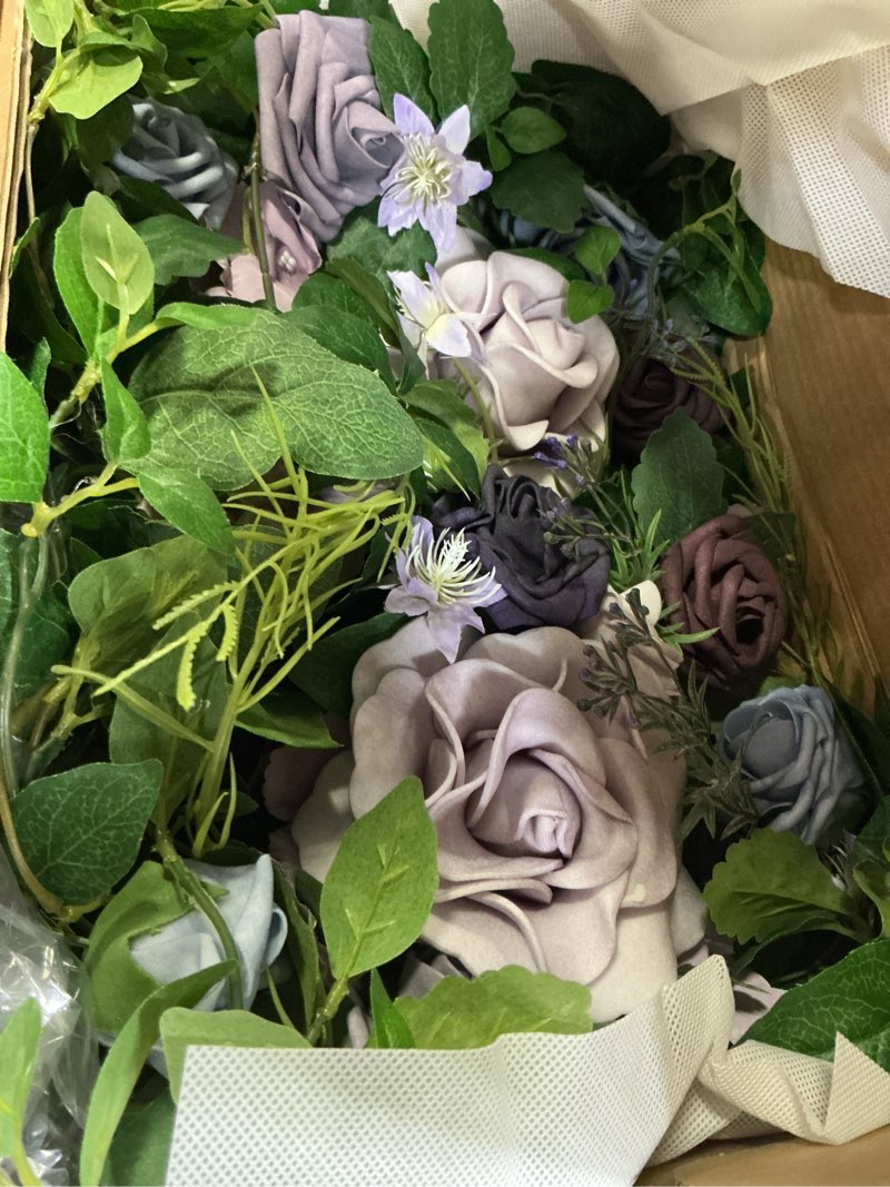 Condition photo showing Good Condition for ling's moment 2pcs purple artificial flower garland wedding arch flowers lilac floral swags table centerpieces lavender greenery arrangements for easel wall entryway board backdrop decor prpl-lilac & gold