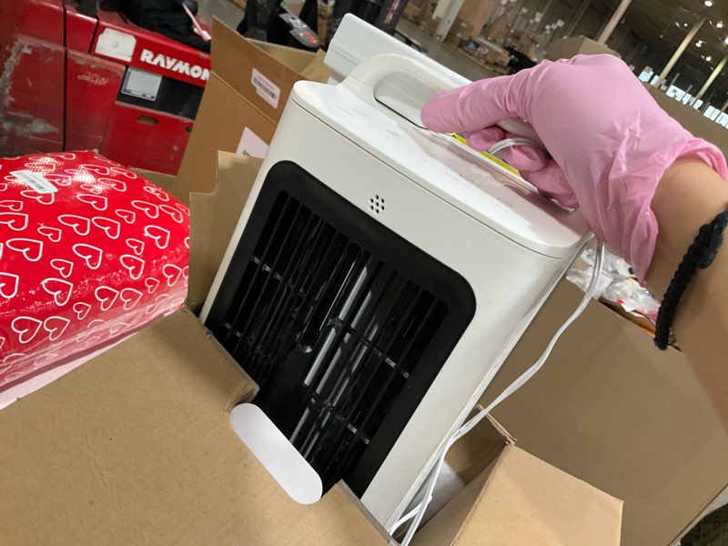 Condition photo showing As Is for Portable Air Conditioners, 1700ml Evaporative Air Cooler with Remote, 120° Oscillating Mini Air Conditioner Portable with 3 Speeds & 1-7H Timer, Portable AC Unit for Bedroom Room Office Desk F01 Off White