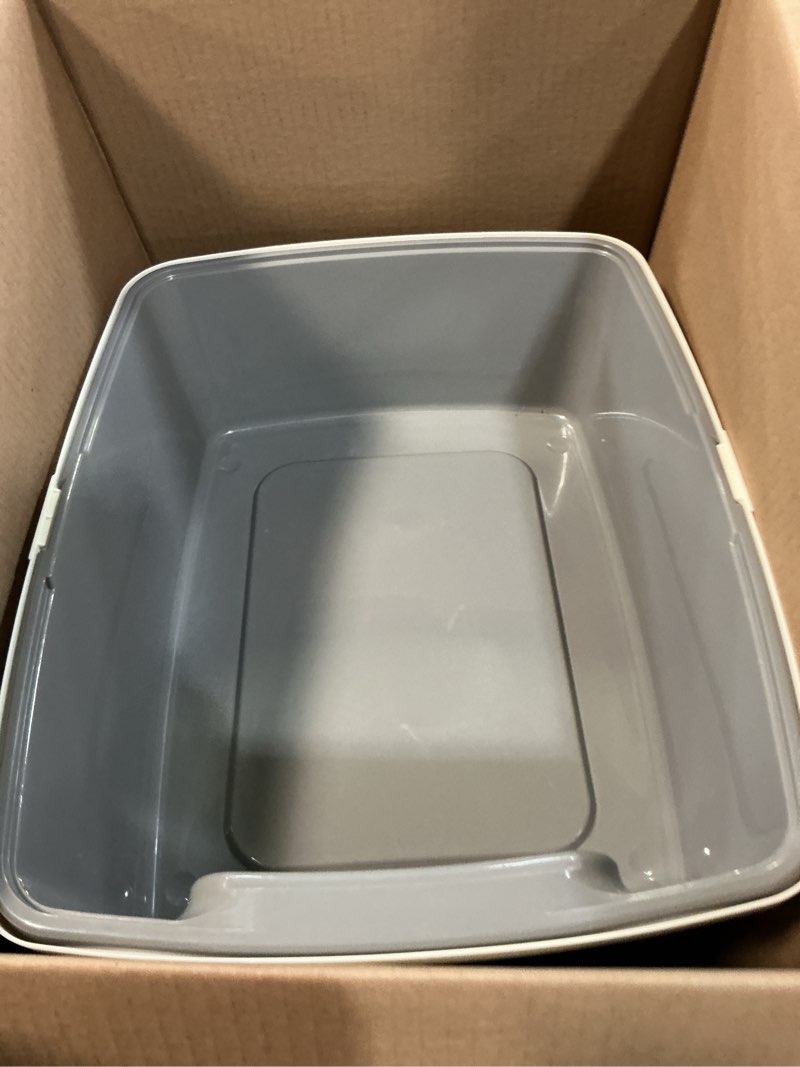 Condition photo showing Good Condition for amazon basics large cat litter box with high sides, open top, includes scoop, 19 x 15 x 11.75 inches, grey/beige