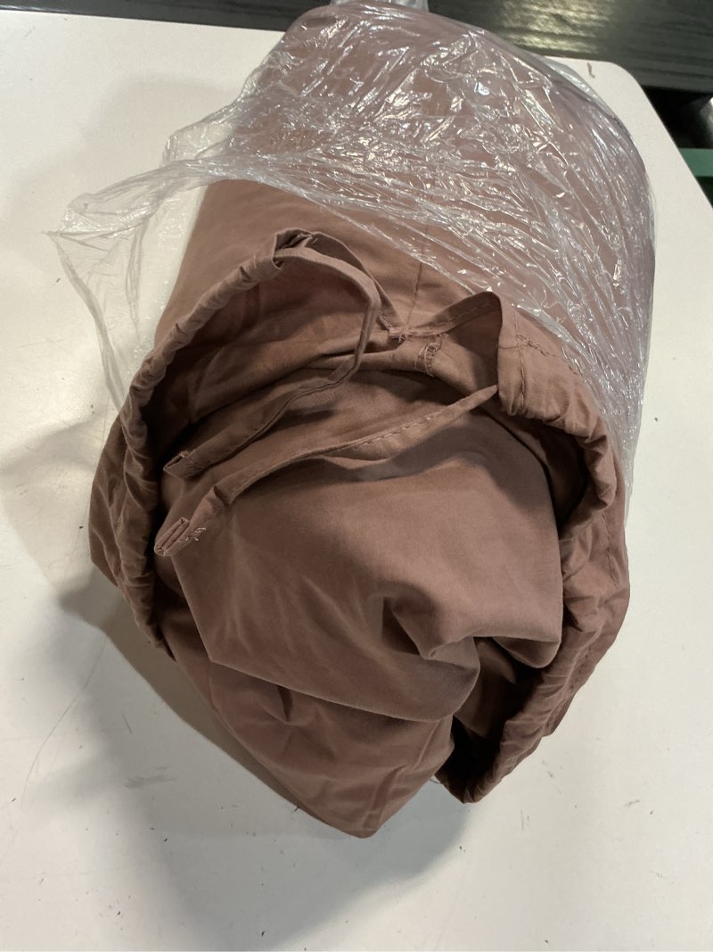 Condition photo showing As Is for classic organic percale duvet cover, full/queen, fig
