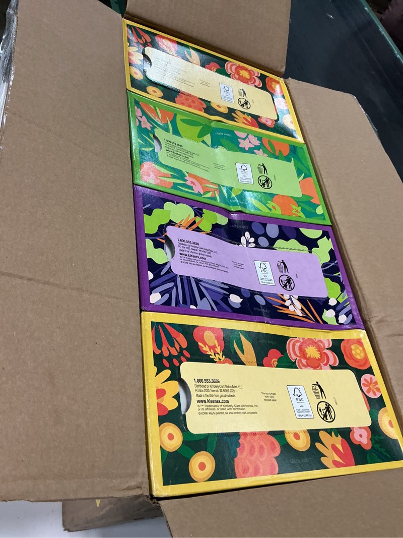 Condition photo showing New/Like New for 3-ply facial tissue (180-count per box) 8 boxes
