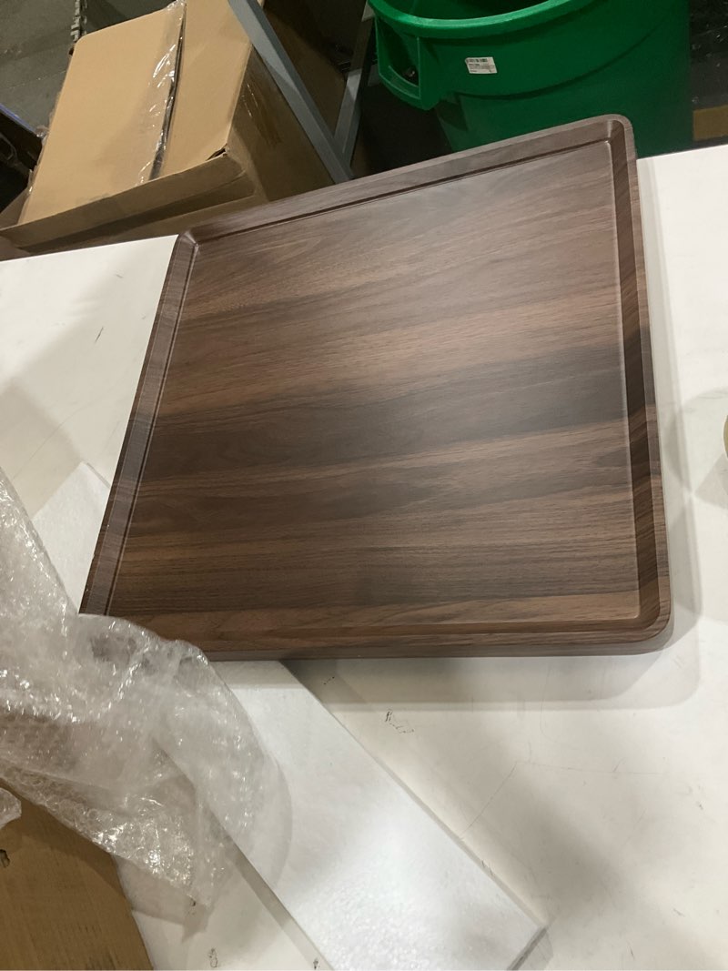 Condition photo showing New/Like New for 2 tier side table, small square end table with sturdy metal legs, 20 inch nightstand for living room, bedroom, office and small spaces (walnut)