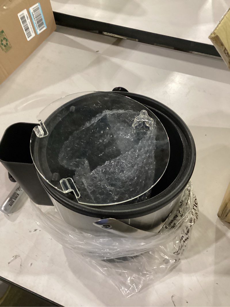 Condition photo showing As Is for lid broke***oggi insulated ice bucket, 4 quart / 3.8 l, stainless steel, black. 4-quart stainless steel bucket with ice scoop ice bucket
