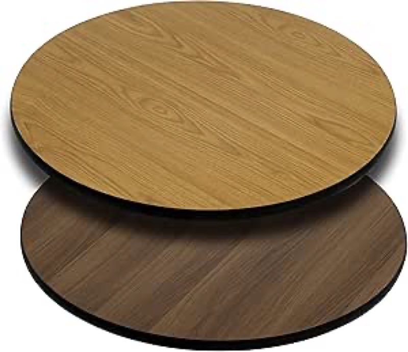Flash Furniture 36-inch round table with reversible laminated top, natural/gal