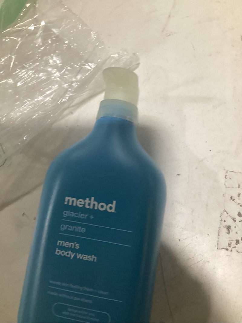 Condition photo showing As Is for method men body wash, glacier + granite, paraben and phthalate free, 28 fl oz (pack of 1)