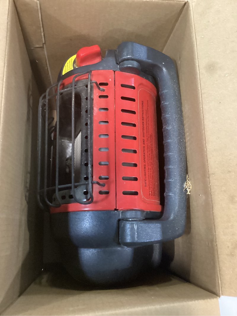 Condition photo showing As Is for 9,000 btu portable buddy radiant propane heater red heater
