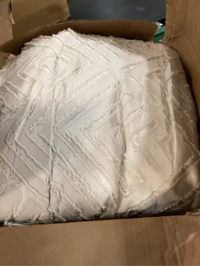 Condition photo showing As Is for Andency California King Comforter Set Oatmeal - 7 Pieces Bed in a Bag Cal King Bedding Comforter Sets, Tufted Lightweight Fluffy Bed Set with Comforter, Sheets, Pillowcases & Shams Oatmeal California King (104"x96")