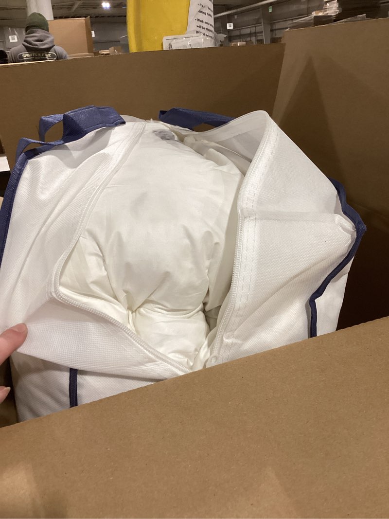 Condition photo showing As Is for 92 Oz Filling Weight Goose Feather Down Comforter Queen Size, White Heavyweight Winter Duvet Insert with Corner Tabs Queen Winter