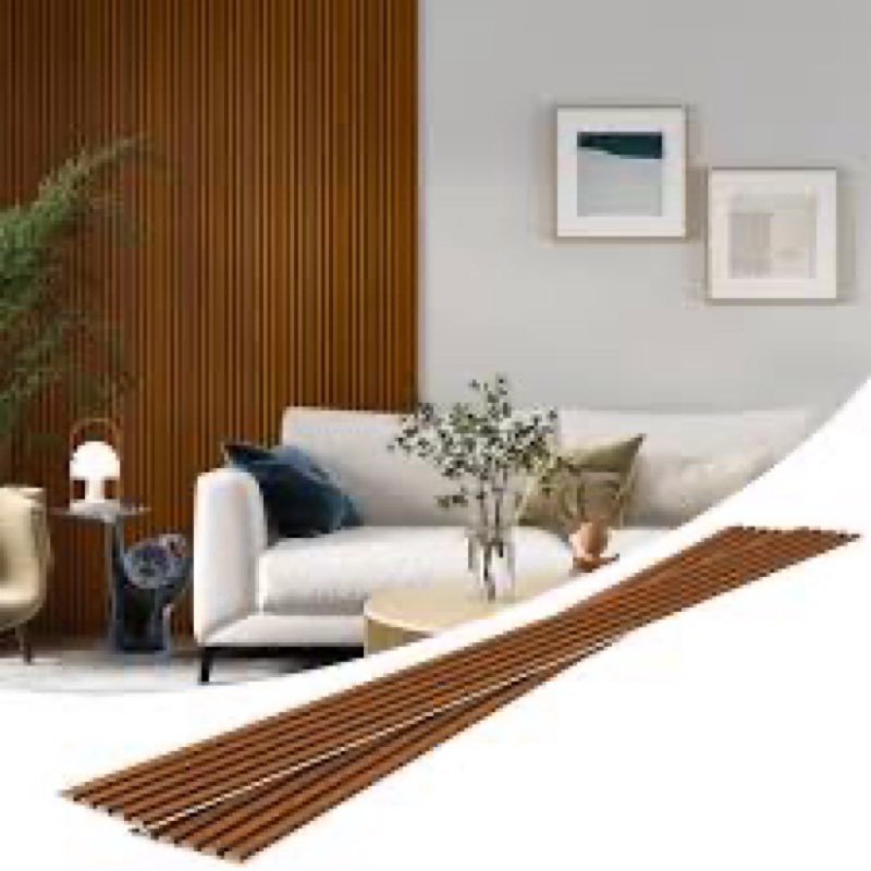 ROOMTEC 8 Pack Slat Wall Panels, WPC Soundproof 3D Wall Panel for Interior Wall Decor, 108 x 6 in (1