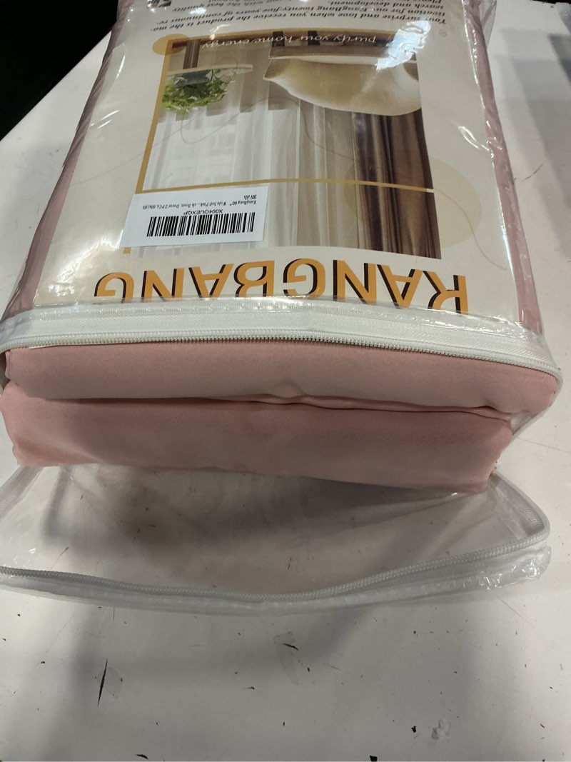Condition photo showing Good Condition for kangbang 60” wide soft pink blackout curtains 105 inches long, pinch pleated thermal insulated sliding door curtains & drapes for living room french door, decor 2 pcs, 60x105 baby pink 60"w x 105"l (pack of 2)