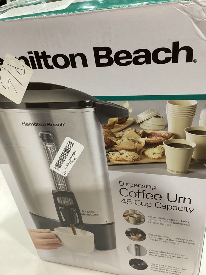Condition photo showing As Is for Hamilton Beach 45 Cup Coffee Urn and Hot Beverage Dispenser, Silver (40519)