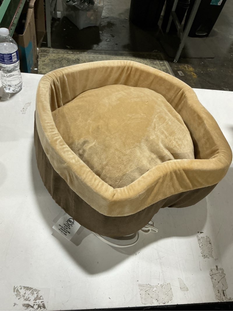 Condition photo showing As Is for k&h pet products #3191 thermo-kitty bed indoor heated pet bed mocha small 16"