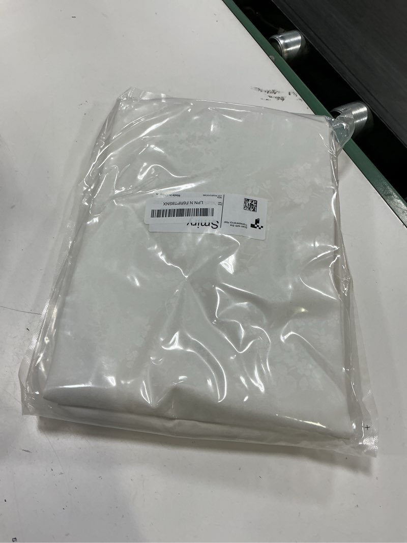 Condition photo showing New/Like New for smiry round picnic tablecloth, elastic waterproof fitted heavy duty vinyl tablecloths for 45"-56" tables, wipeable washable table cover for kitchen, dining, camping, outdoor, white for up to 45“-56” round white