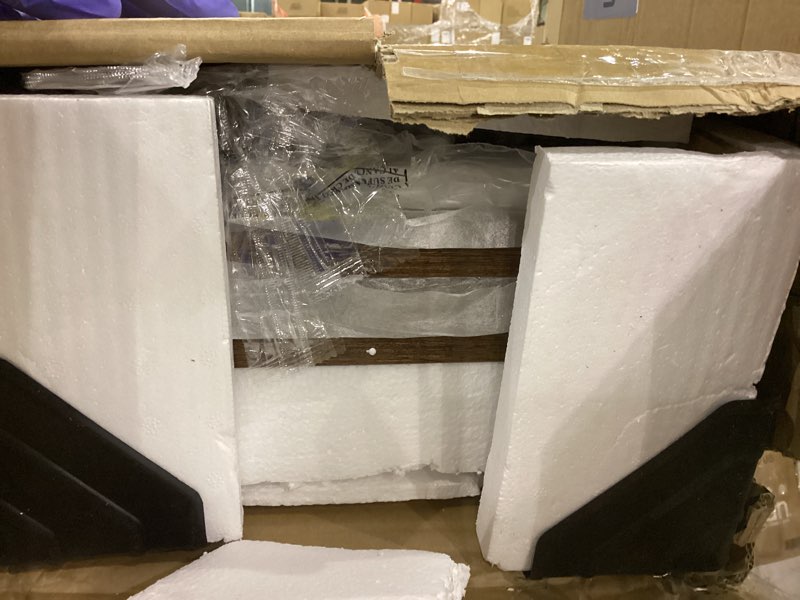 Condition photo showing As Is for Huuger 5 Tier Bookshelf, L Shaped Corner Bookshelf with 10 Open Shelves, 49.4 Inch Straight Wide Bookcase with Metal Frame and Wooden Board, Adjustable Feet, Rustic Brown 5 Tier Rustic Brown