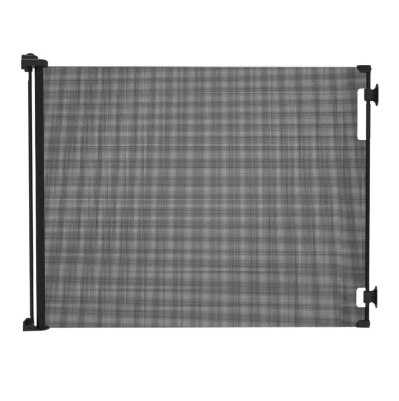 71 in. w x 41 in. h indoor/outdoor retractable baby gate black