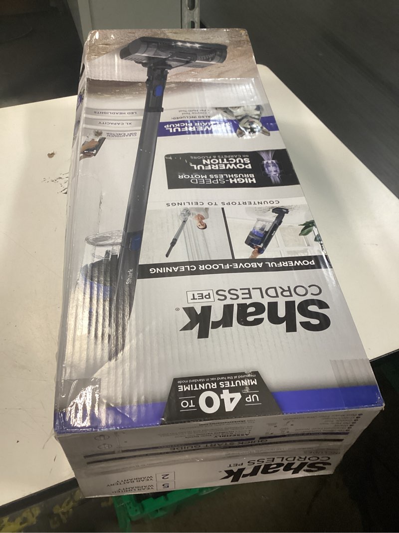 Condition photo showing New/Like New for shark | pet cordless vacuum cleaner | led headlights | removable handheld vacuum for pet hair | crevice tool & pet multi-tool included | 40min runtime | for carpet & hard floors | grey | ix141 pet cordless essential