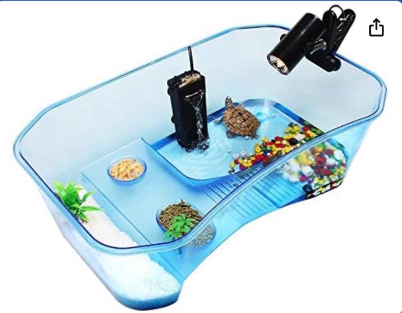 geegoods turtle tank aquarium,reptile tank,turtle aquarium terrapin lake with platform plants tank for pet turtle reptile habitat
