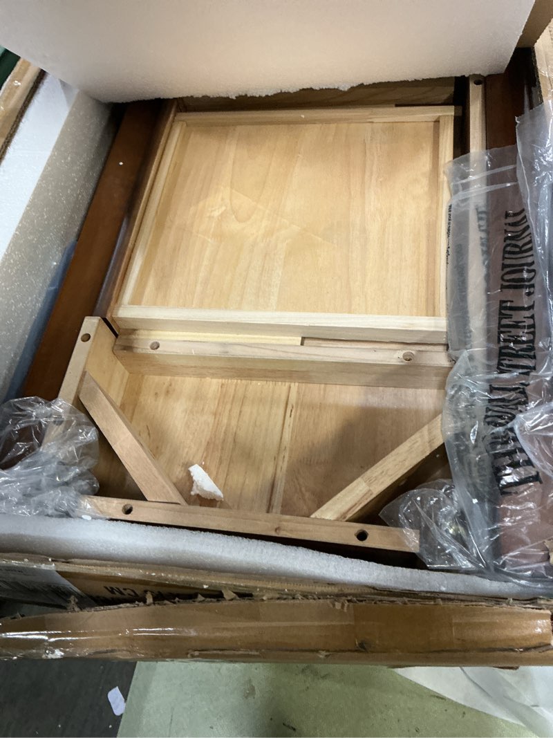 Condition photo showing Good Condition for Solid Wood Desk with Drawers - 39 x 16 Inch Vintage Narrow Desks, Mid Century Modern Desks, Rubber Wood Study Table, Small Writing Desk for Bedroom|Small Spaces - Walnut Color Walnut 39.4 in W x 15.7 in D