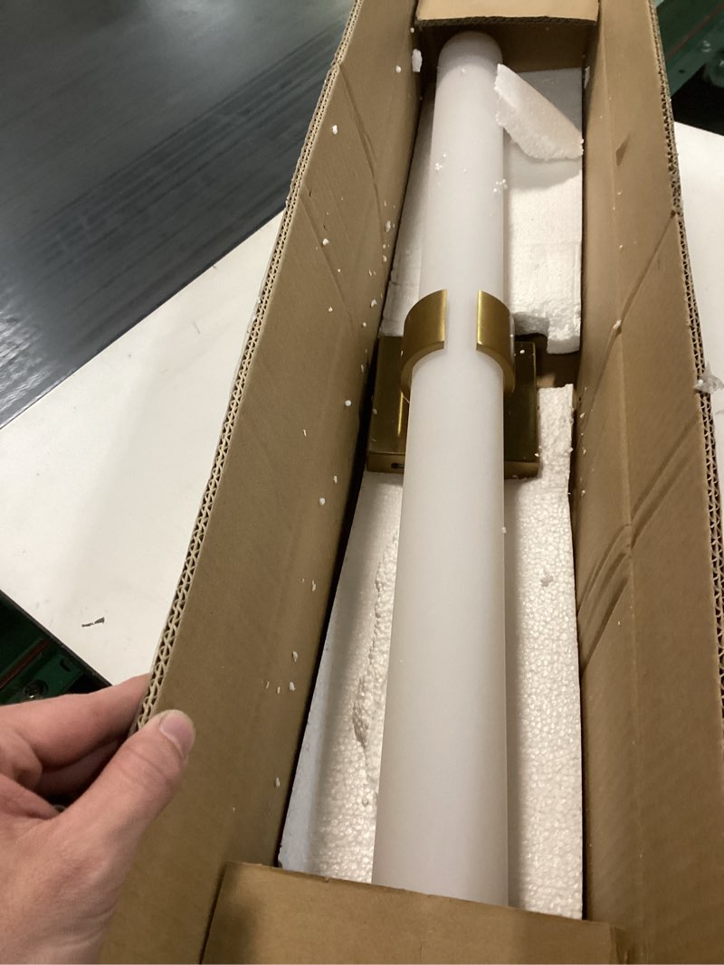 Condition photo showing As Is for gold bathroom light fixtures over mirror - 31inch vanity light fixture 28w 5cct dimmable led bathroom sconce with acrylic shade vanity light bar for mirror bedroom living room gold 31 inch